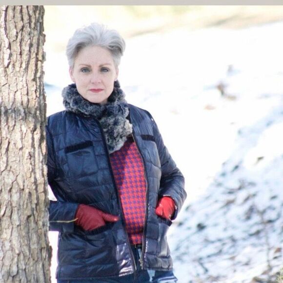 Talbots Puffer Jacket Size M Navy Blue Lightweight collarless Packable - Picture 6 of 10